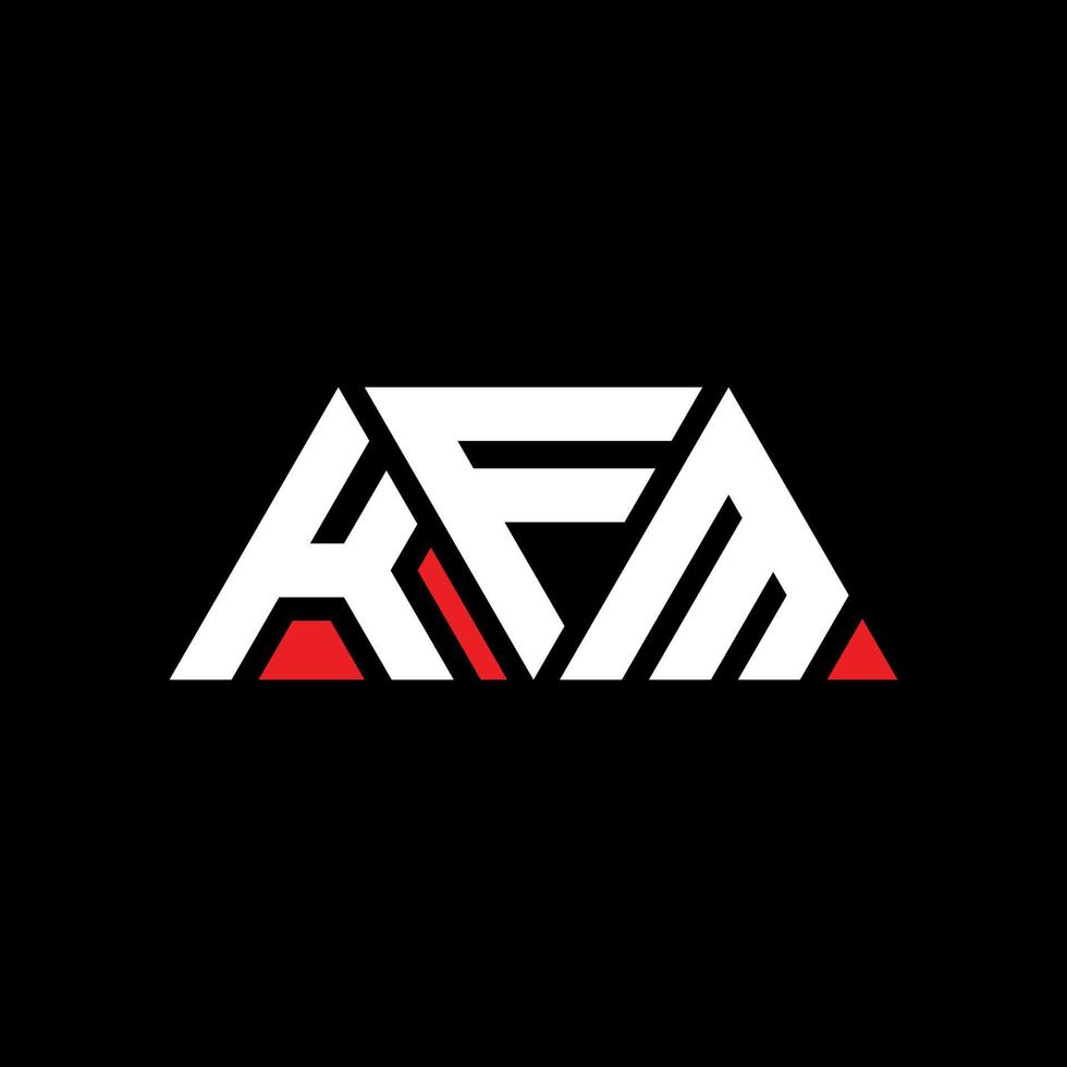 KFM triangle letter logo design with triangle shape. KFM triangle logo design monogram. KFM triangle vector logo template with red color. KFM triangular logo Simple, Elegant, and Luxurious Logo. KFM