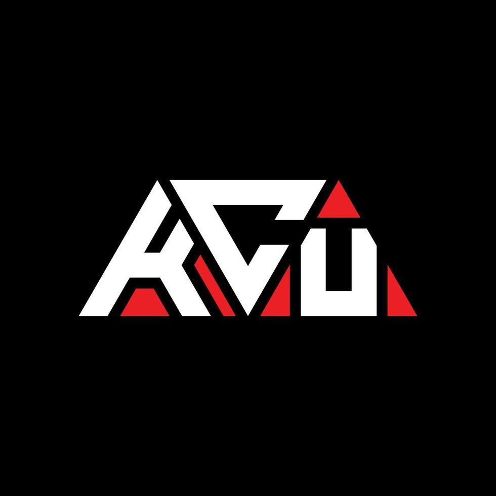 KCU triangle letter logo design with triangle shape. KCU triangle logo design monogram. KCU triangle vector logo template with red color. KCU triangular logo Simple, Elegant, and Luxurious Logo. KCU