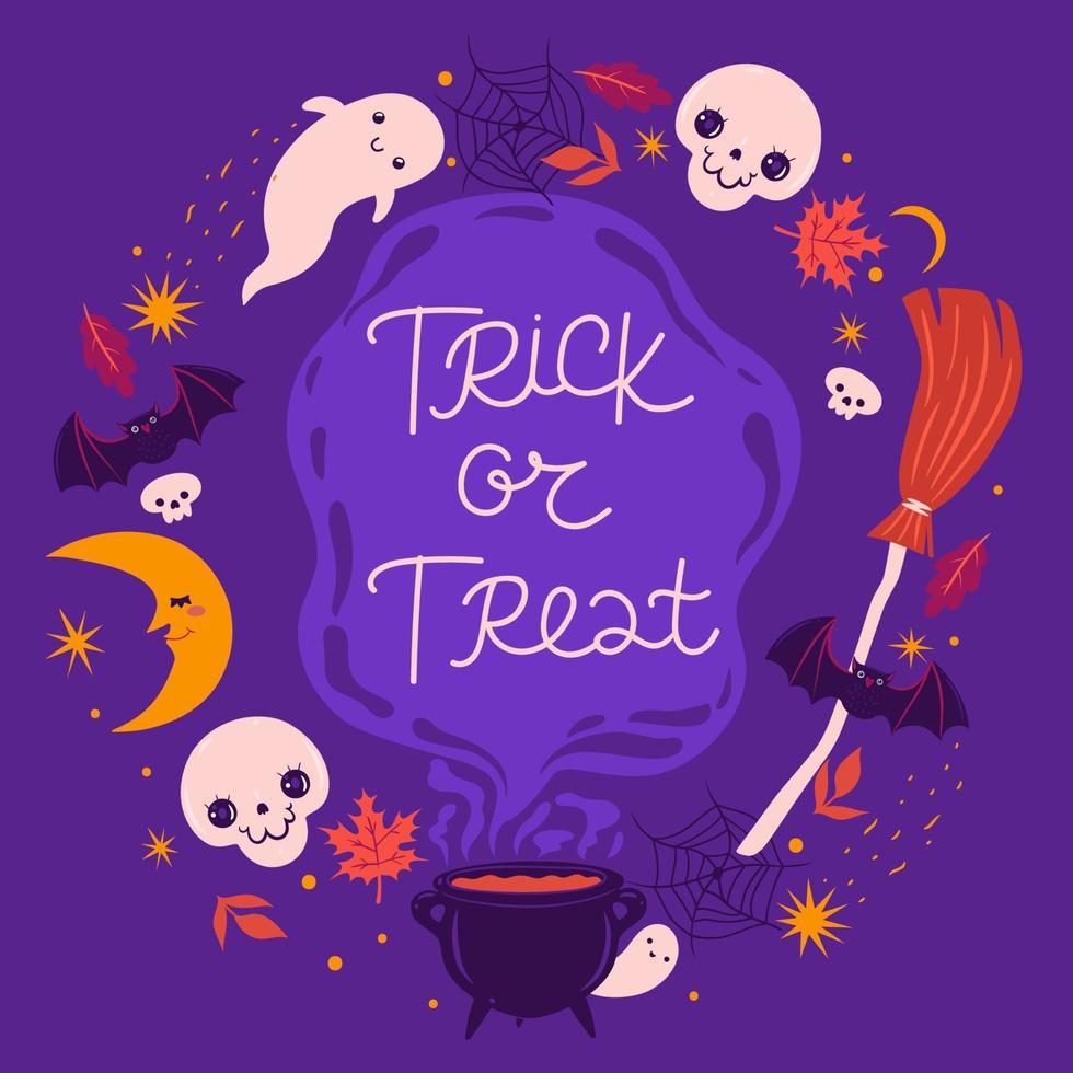 Halloween frame with cute elements. Vector graphics. 9422560 Vector Art ...