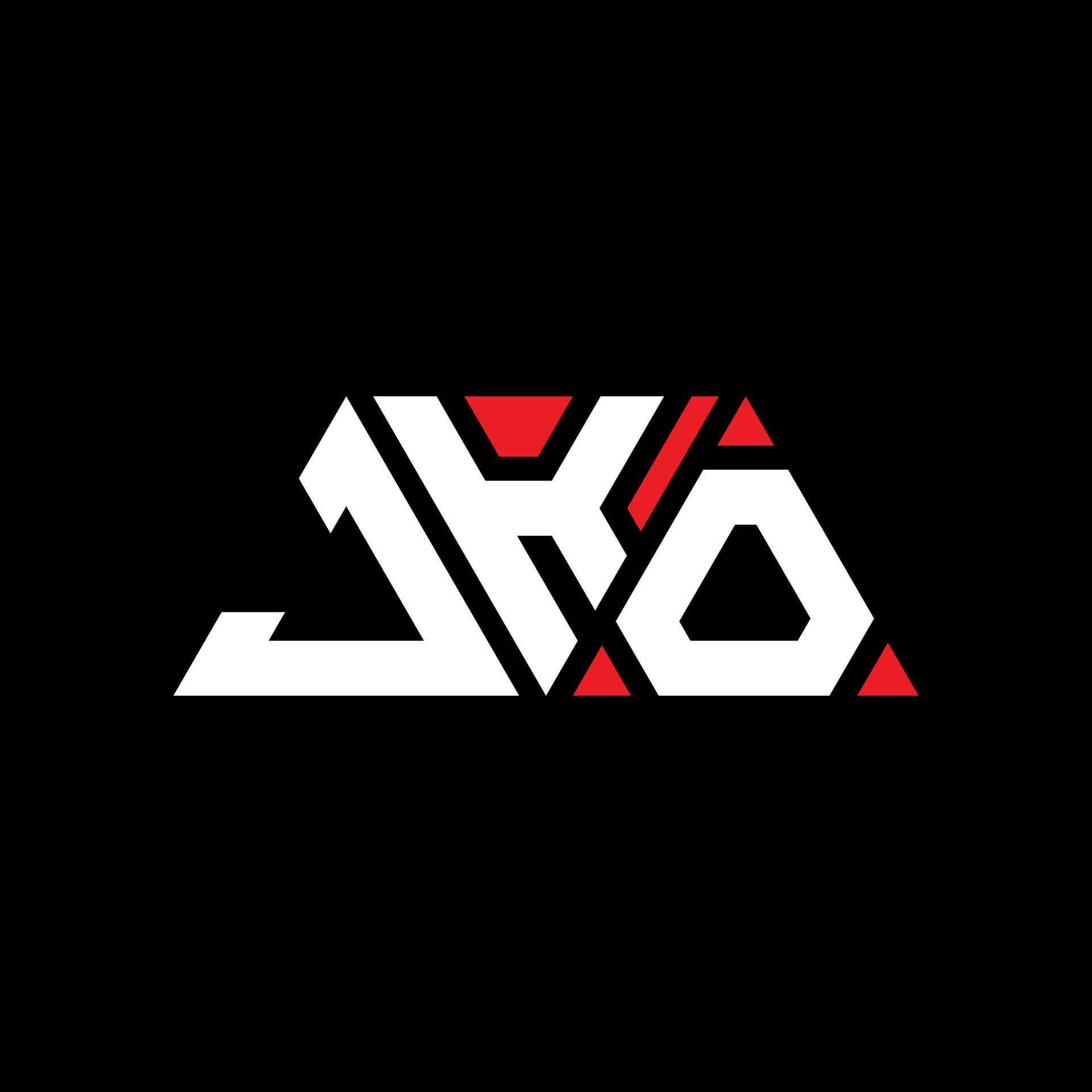 JKO triangle letter logo design with triangle shape. JKO triangle logo