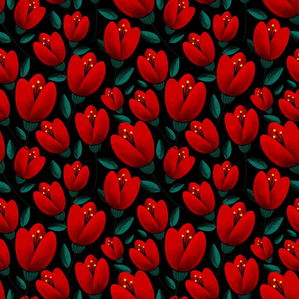 red tulips seamless pattern vector