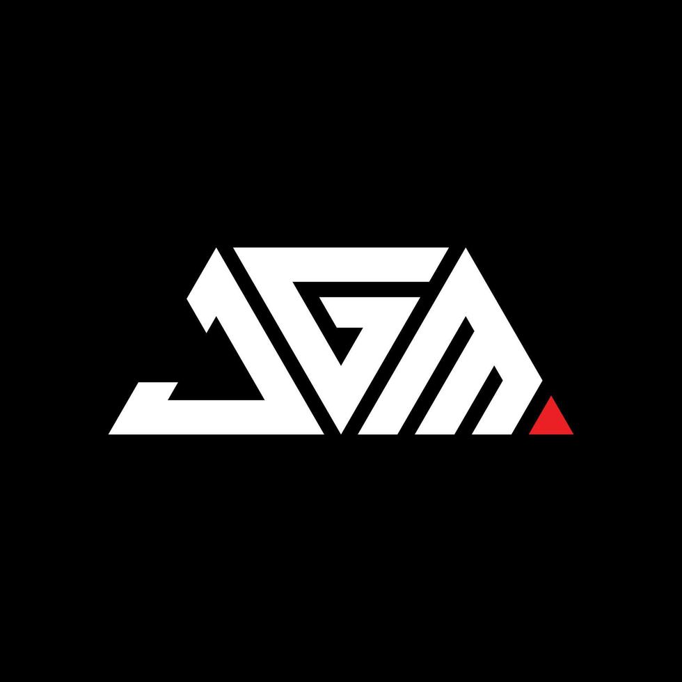 JGM triangle letter logo design with triangle shape. JGM triangle logo design monogram. JGM triangle vector logo template with red color. JGM triangular logo Simple, Elegant, and Luxurious Logo. JGM