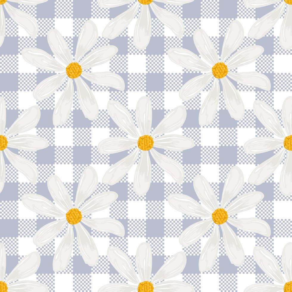 Seamless background with white daisy. Scottish background. Wrapping paper pattern. Watercolor vector. vector