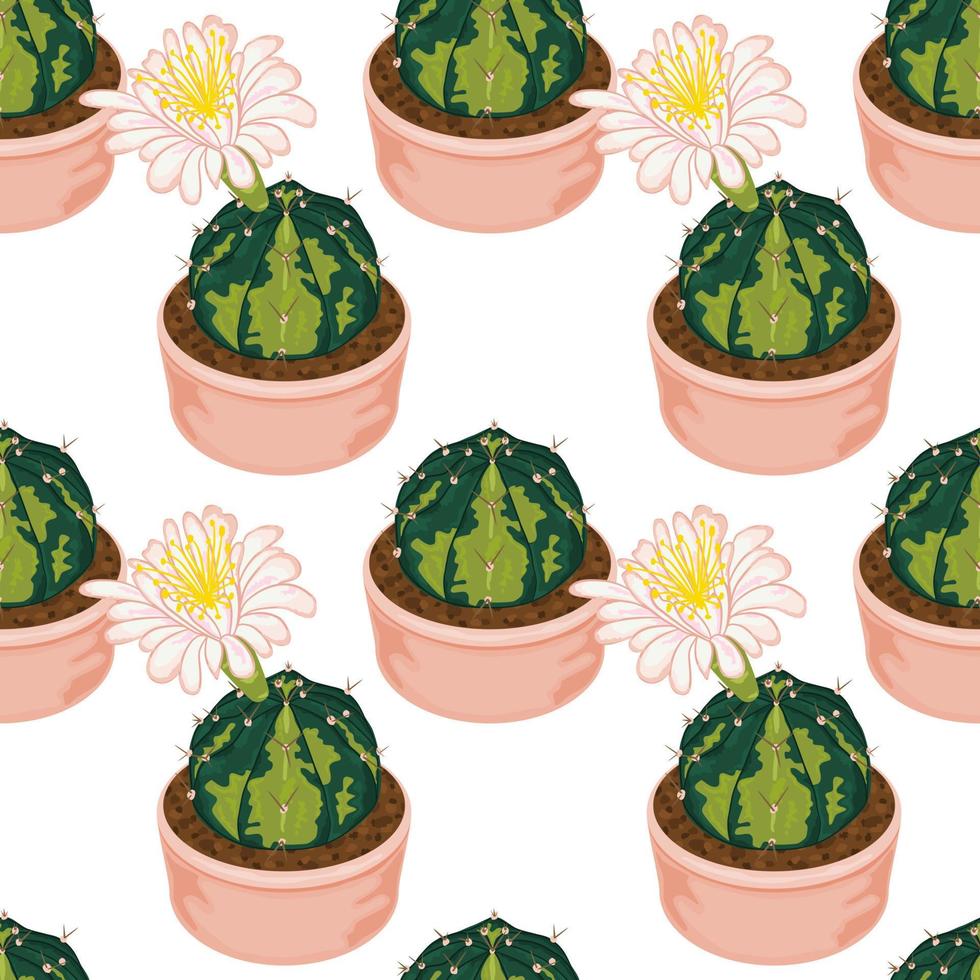 Seamless pattern with cactus. Watercolor vector. Cactus flowers. Wrapping paper pattern. vector