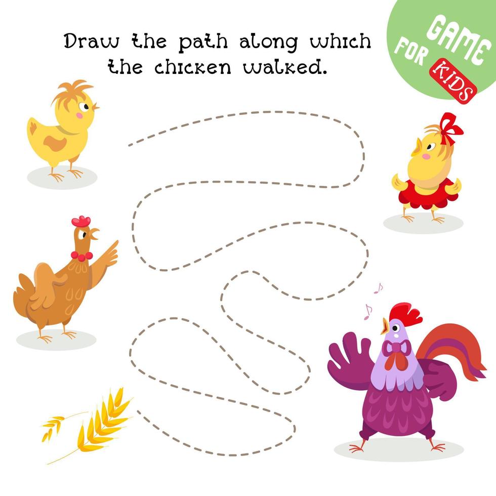 Educational game for children. Draw the paths. Handwriting practice