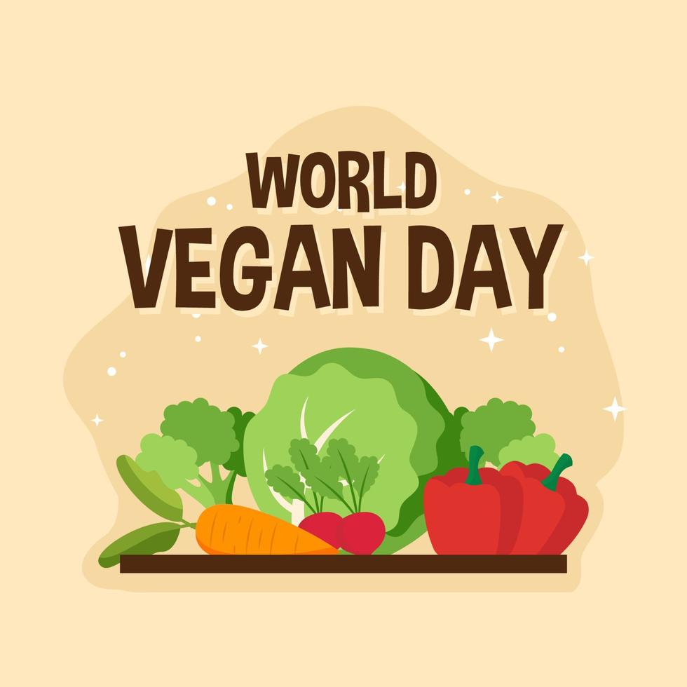 ilustración del día mundial vegano. apto para fondo, banner, telón de fondo, ppt. pasos vectoriales 10 vector