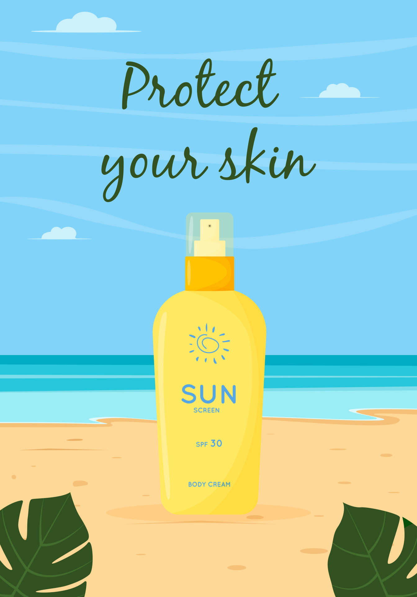 Skin care product. Sun safety, UV protection spray. Tube of sunscreen