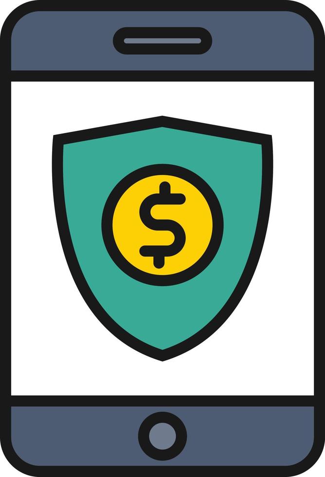 Mobile Security Line Filled vector