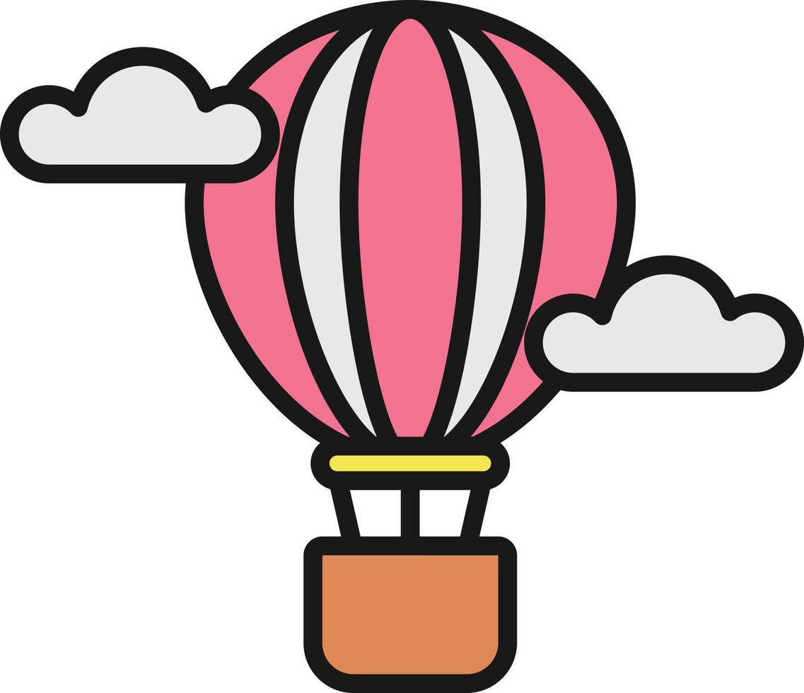 Hot Air Balloon Line Filled vector