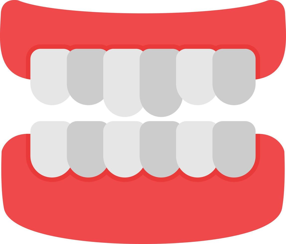 icono de dentadura plana vector