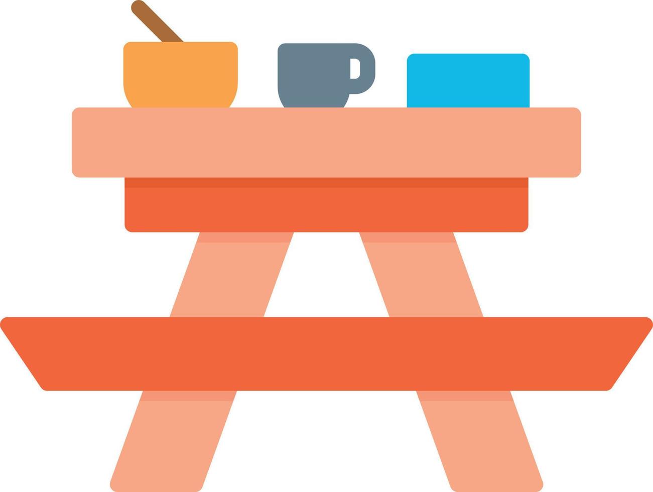 icono plano de mesa de picnic vector