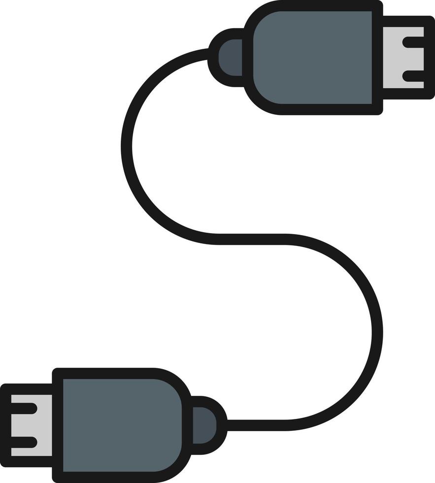 línea de cable usb llena vector