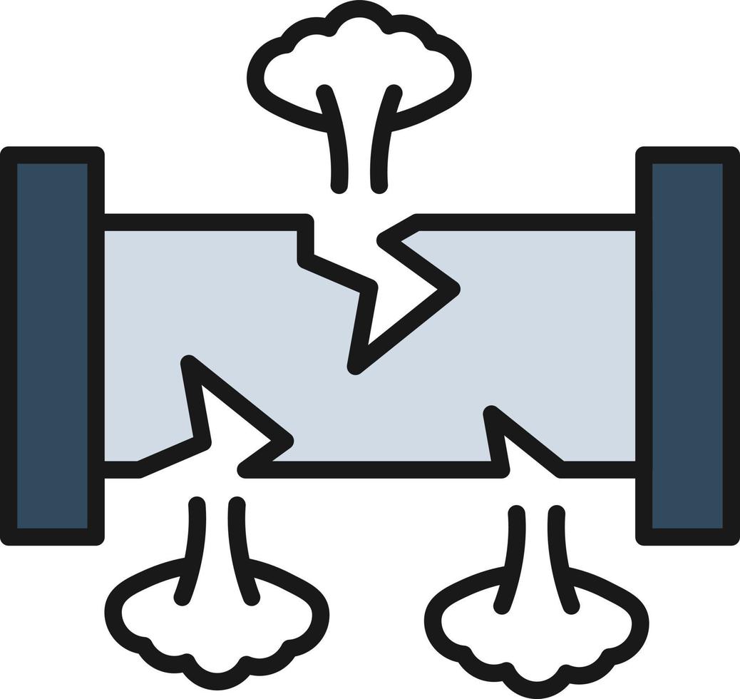 Broken Pipe Line Filled vector