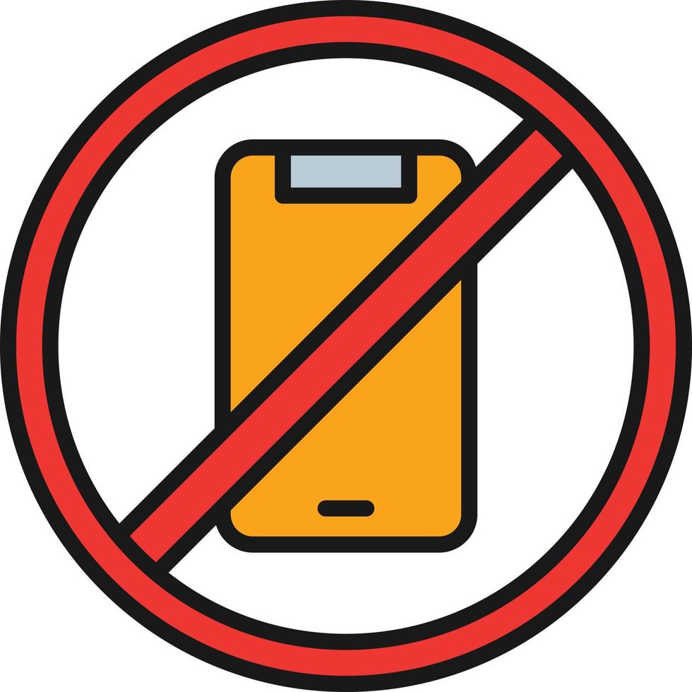 No Cell Phone Line Filled vector