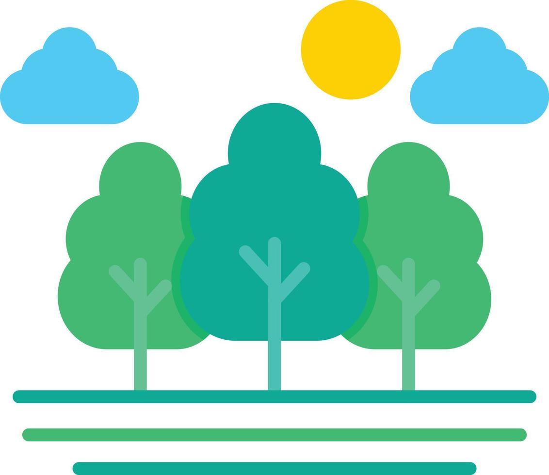 bosque, plano, icono vector