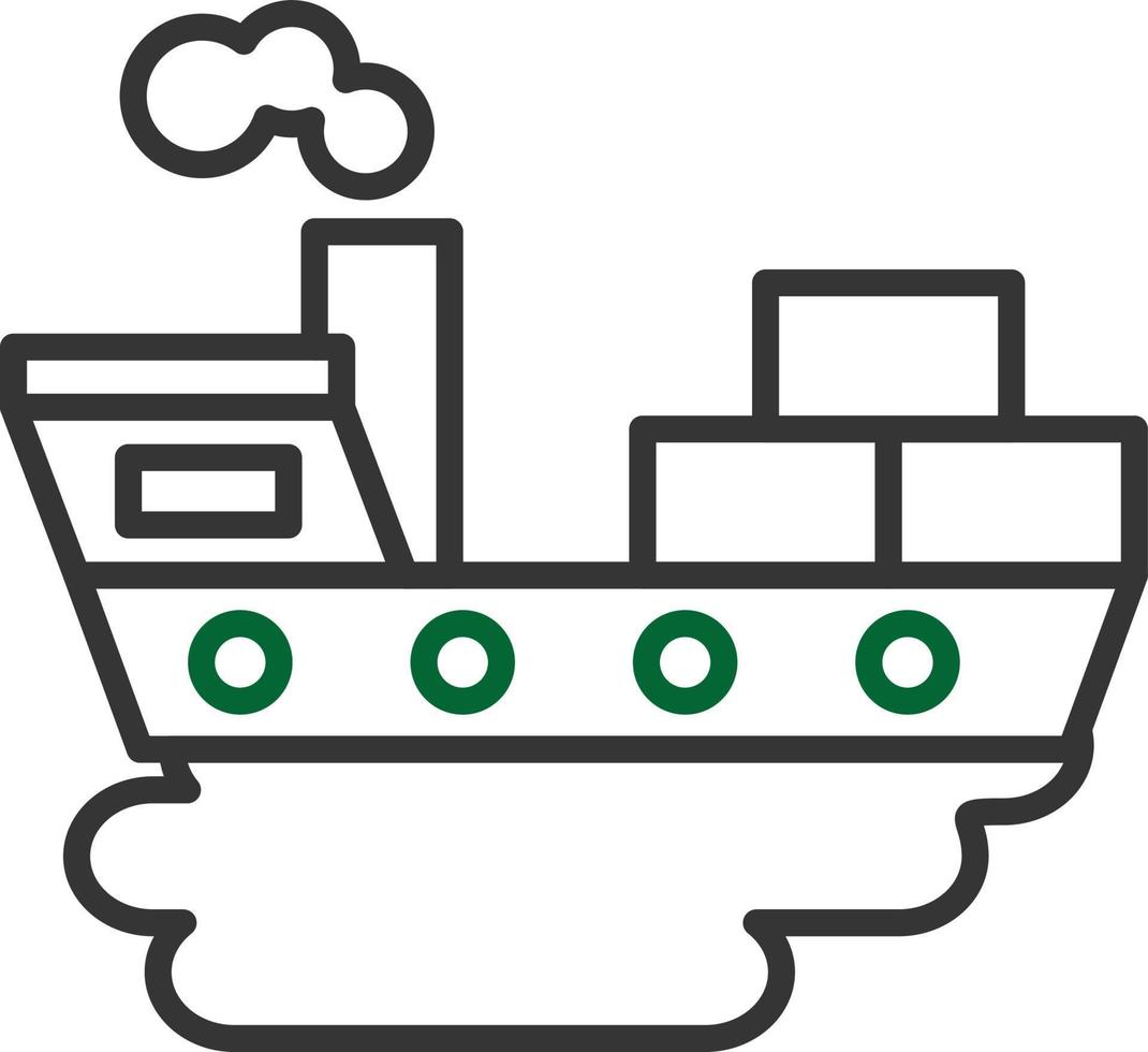 línea de contaminación de barcos de dos colores vector