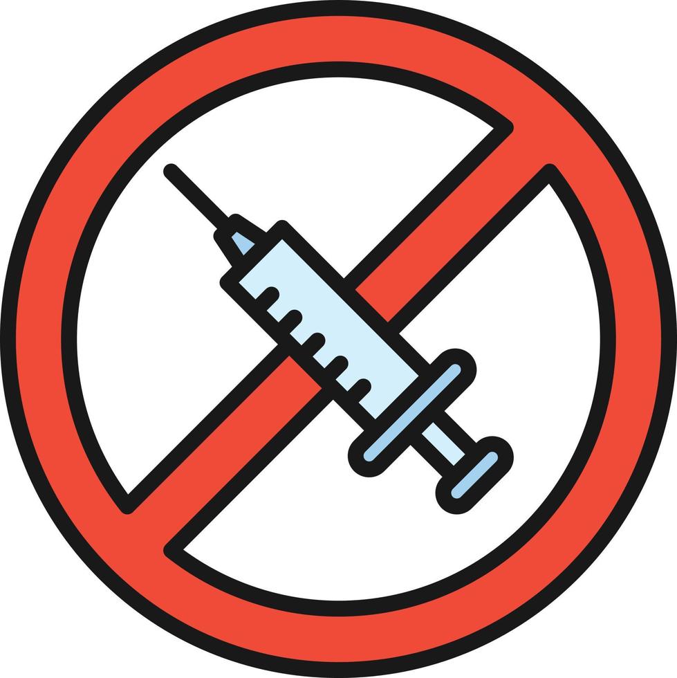 No Vaccines Line Filled vector