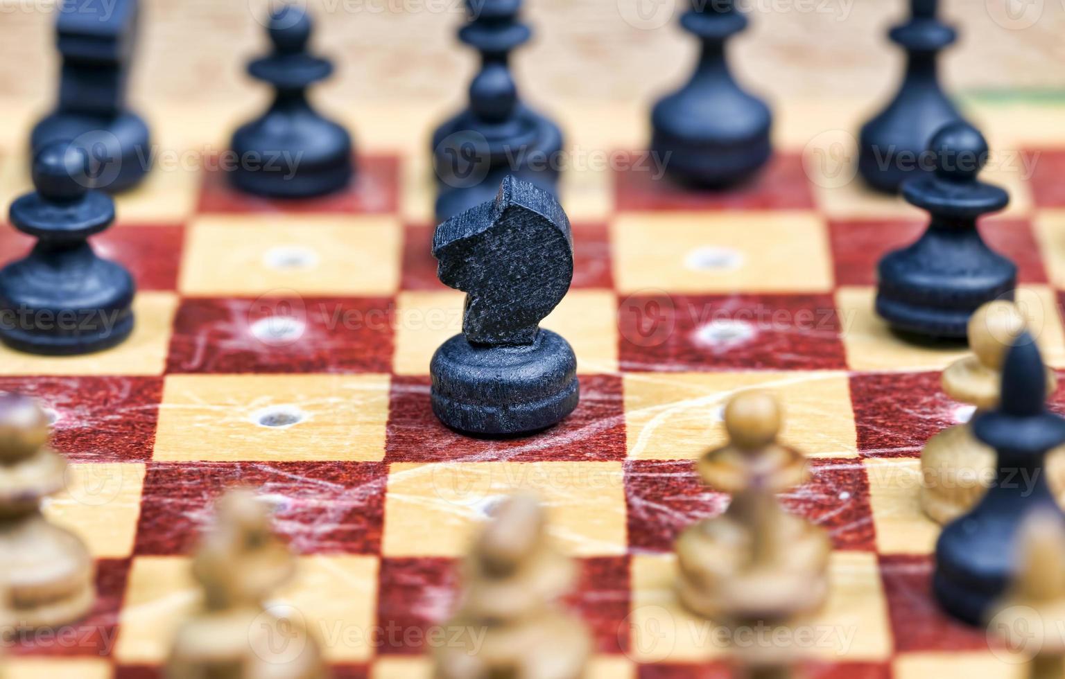 small old wooden chess photo