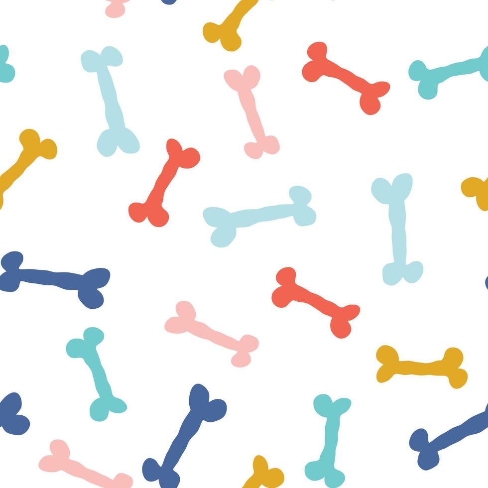 Cute childish seamless hand-drawn pattern with cute bones. Kids repeating texture is ideal for fabrics, cards, textiles, wallpaper, clothing. Puppy background. vector