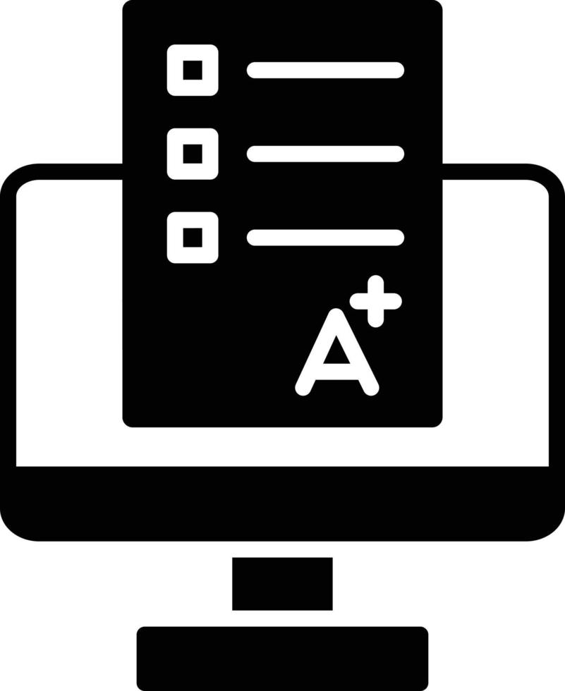 icono de glifo de examen en línea vector