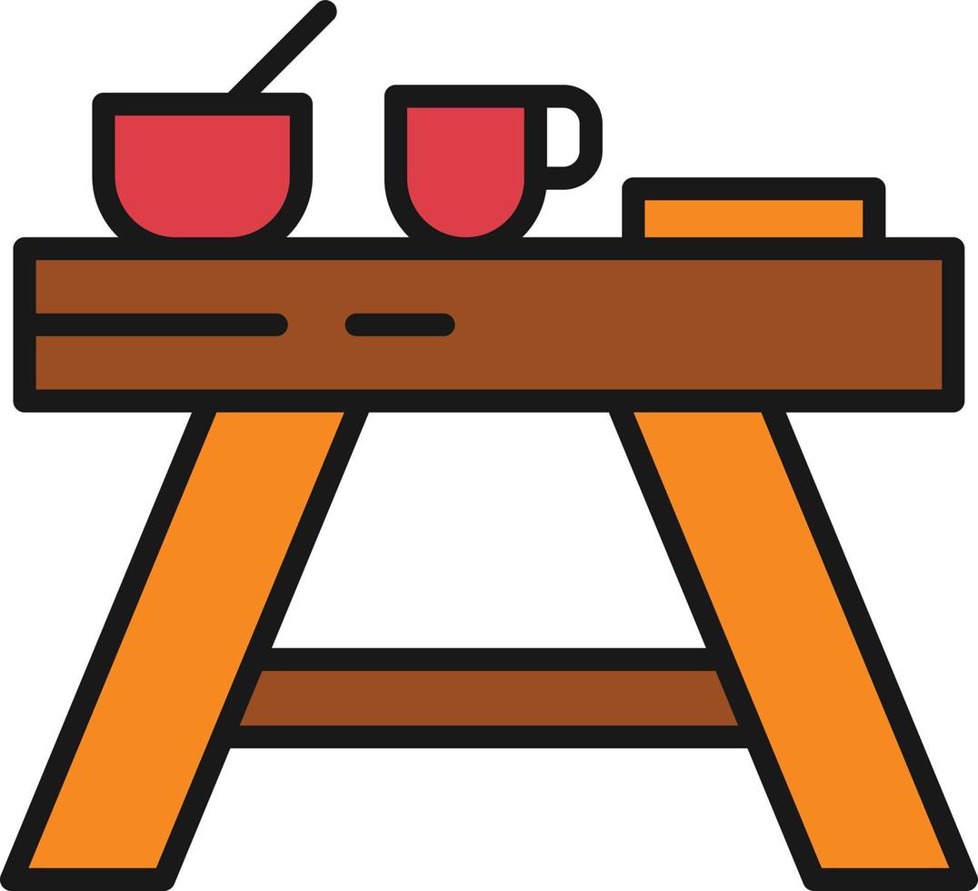 Camping Table Line Filled vector