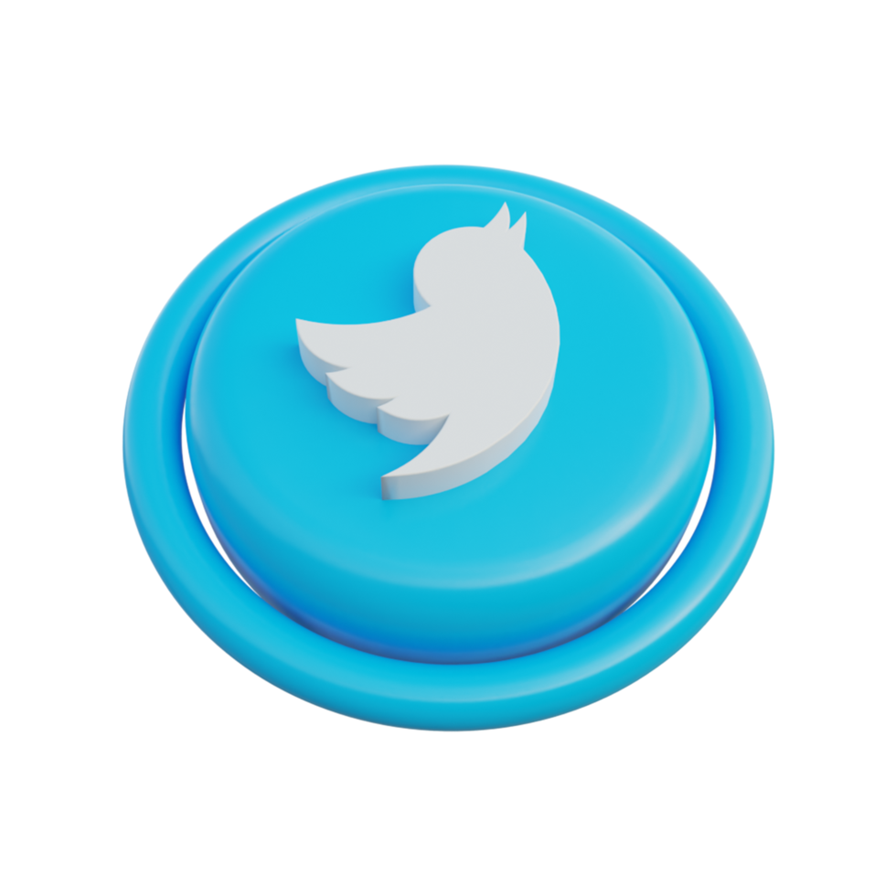 Twitter isométrico de ícones de mídia social 3D png