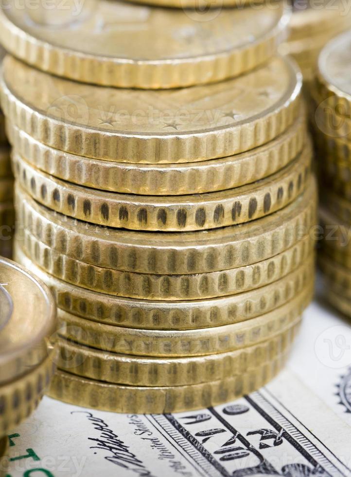 European coins, close up photo
