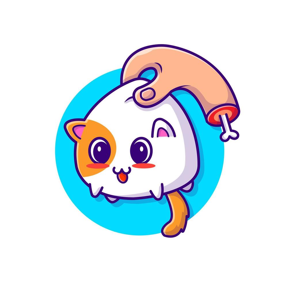 lindo gato con gente mano dibujos animados vector icono ilustración. concepto de icono de personas animales vector premium aislado. estilo de dibujos animados plana