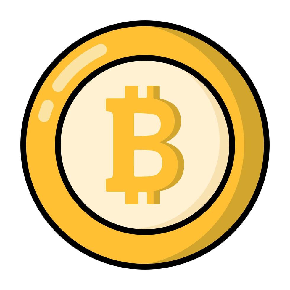 Bitcoin icon, Non-fungible token, Digital technology. vector