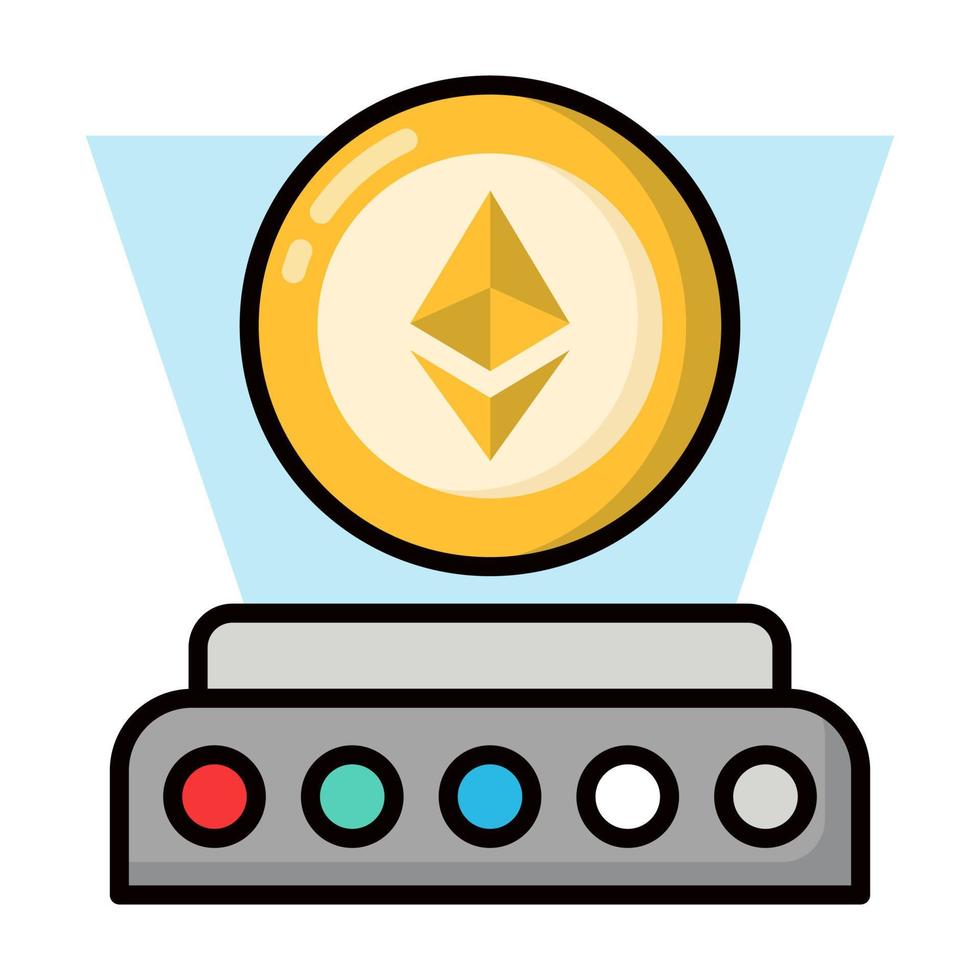 icono de holograma, token no fungible, tecnología digital. vector