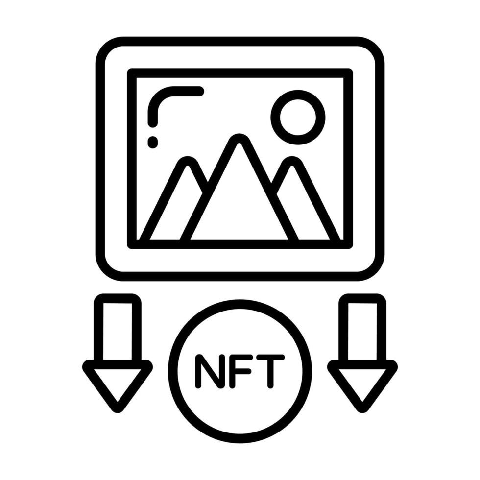 Digital Art icon, Non-fungible token, Digital technology. vector