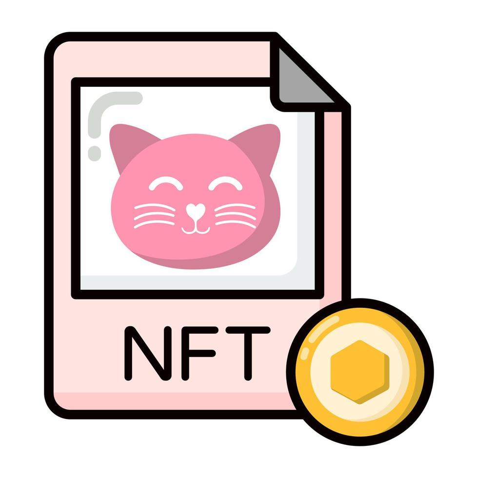 icono de tarjeta nft, token no fungible, tecnología digital. vector