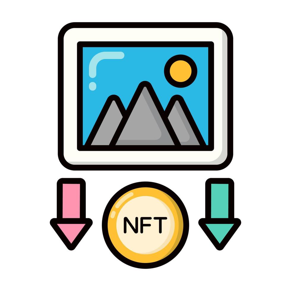 Digital Art icon, Non-fungible token, Digital technology. vector
