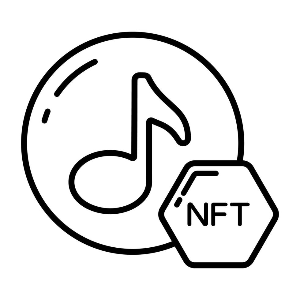 icono de la música, token no fungible, tecnología digital. vector