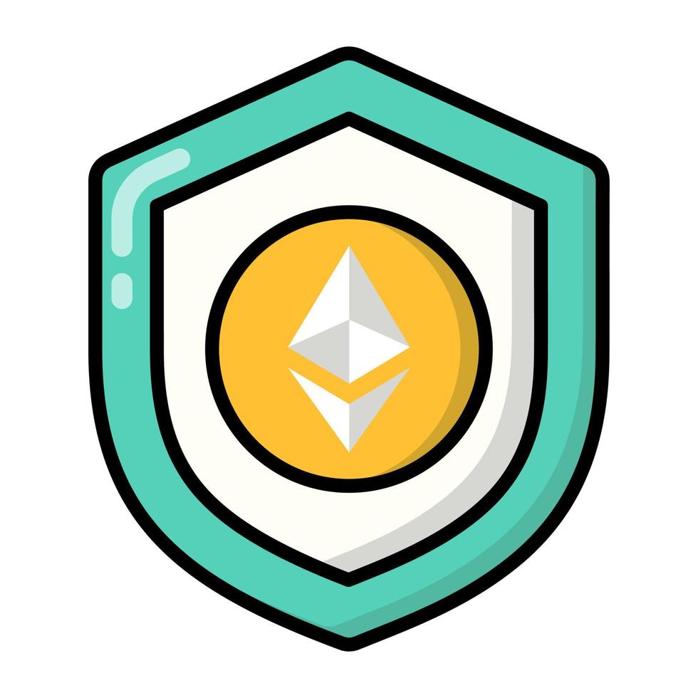 icono de escudo, token no fungible, tecnología digital. vector