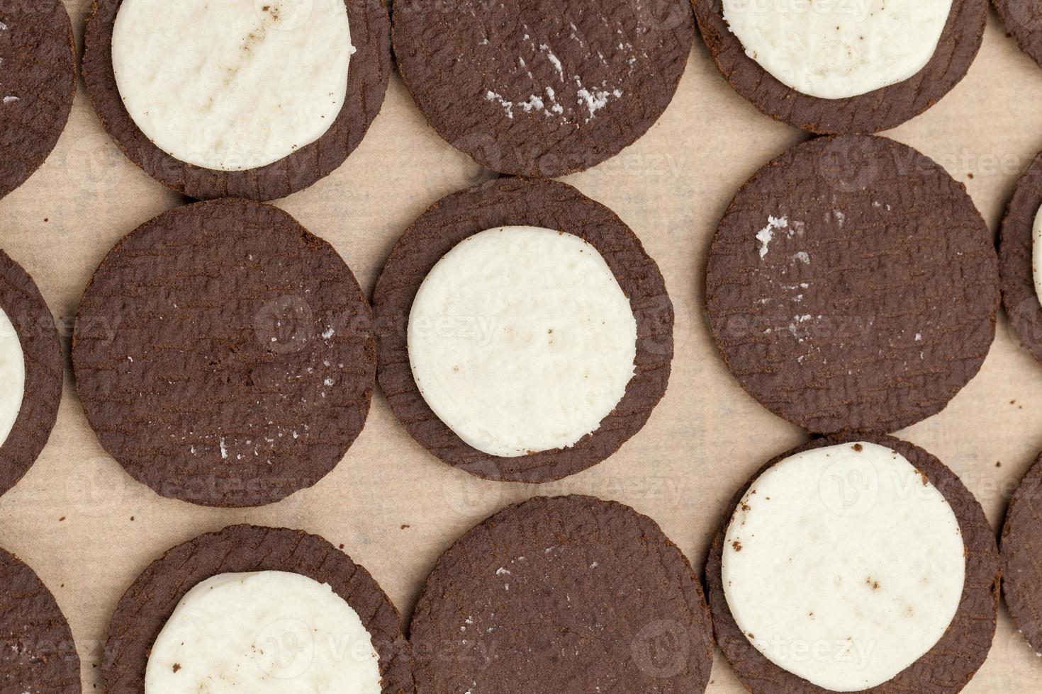 chocolate cookies with creamy cream filling photo