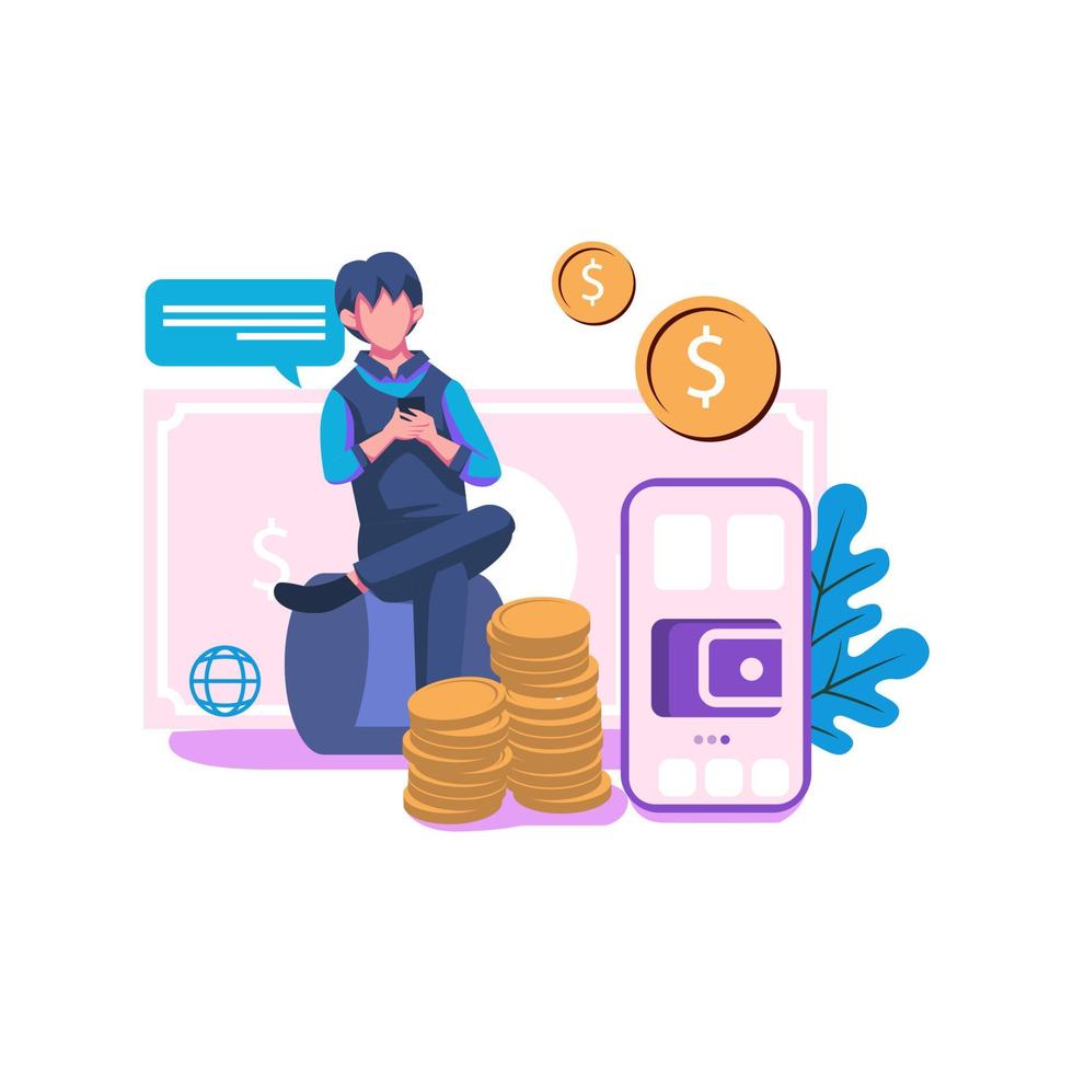 Digital wallet flat style illustration vector design