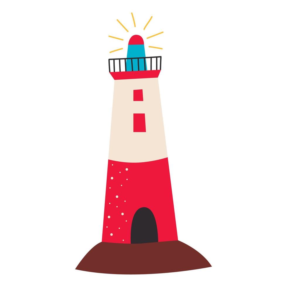 lindo faro. estilo de dibujo a mano. vector