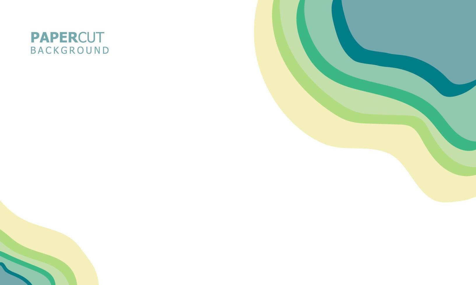green papercut wave abstract background vector