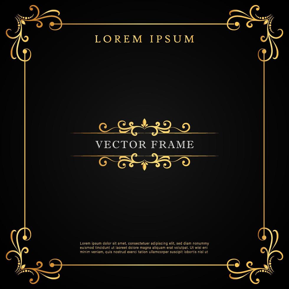 Elegant gold frame floral border template vector