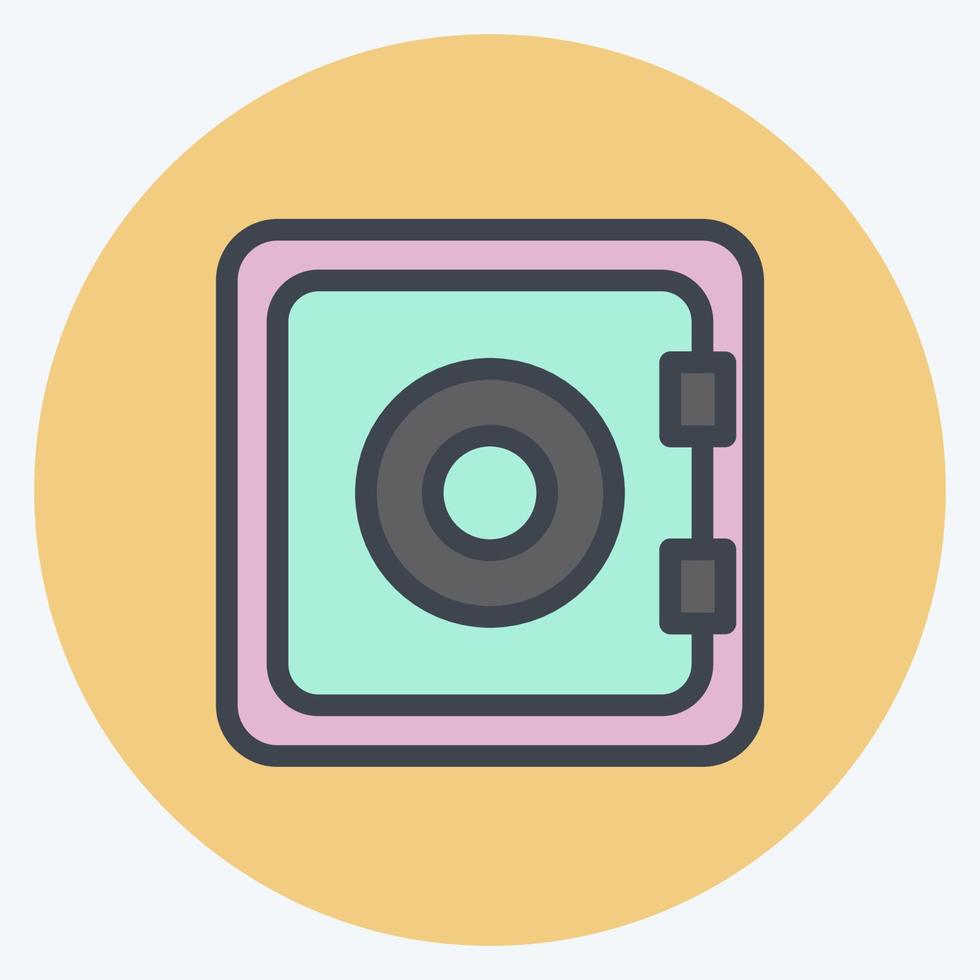 Icon Bank Safe. suitable for Security symbol. color mate style. simple design editable. design template vector. simple illustration vector