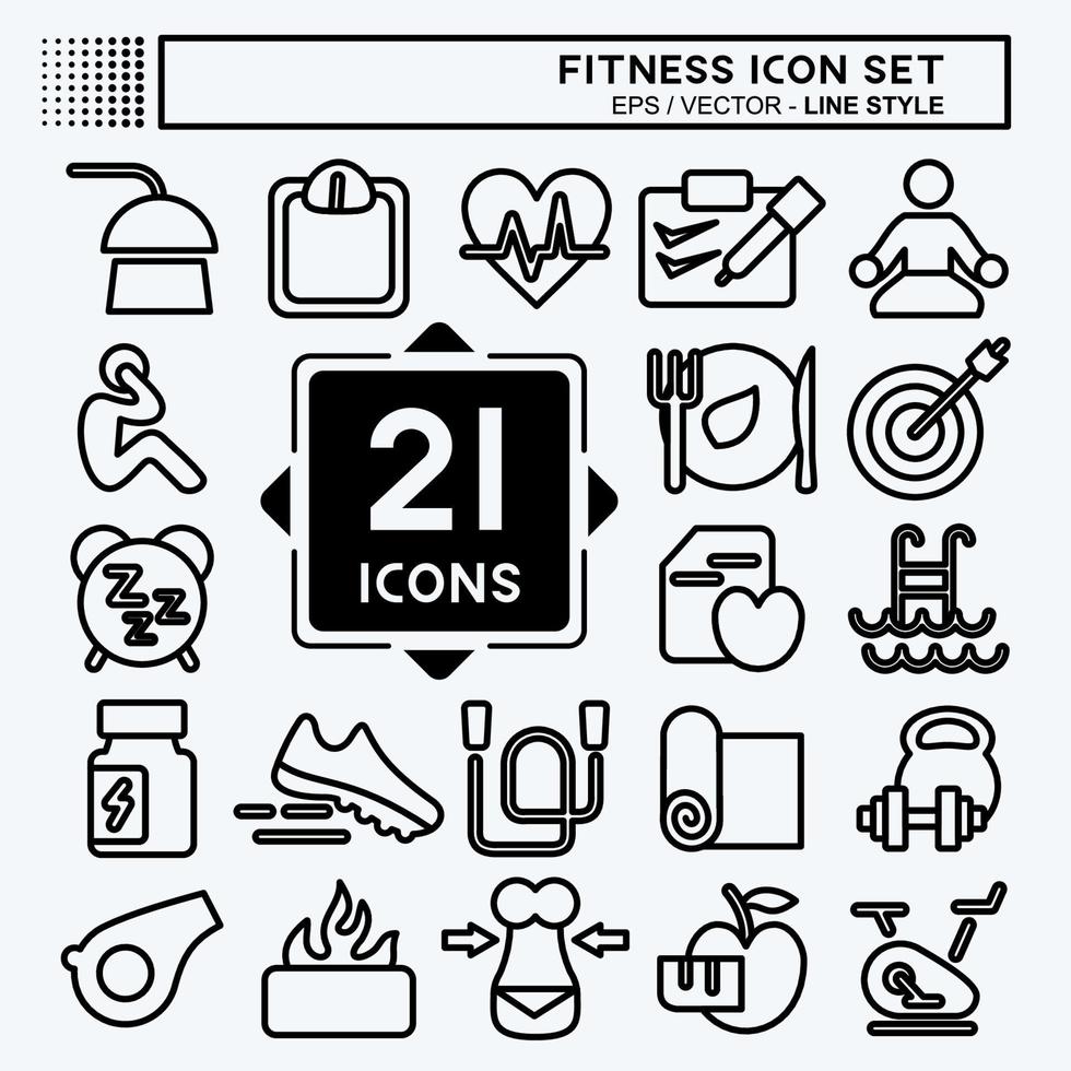 conjunto de iconos de fitness. adecuado para símbolo saludable. estilo de línea diseño simple editable. vector de plantilla de diseño. ilustración sencilla