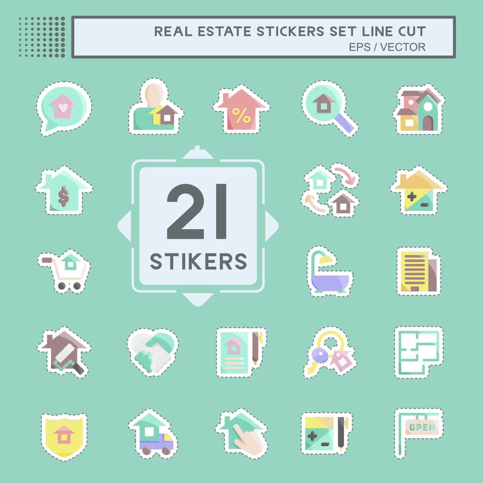 Stickers line cut Set Real Estate. suitable for education symbol. simple design editable. design template vector. simple illustration vector