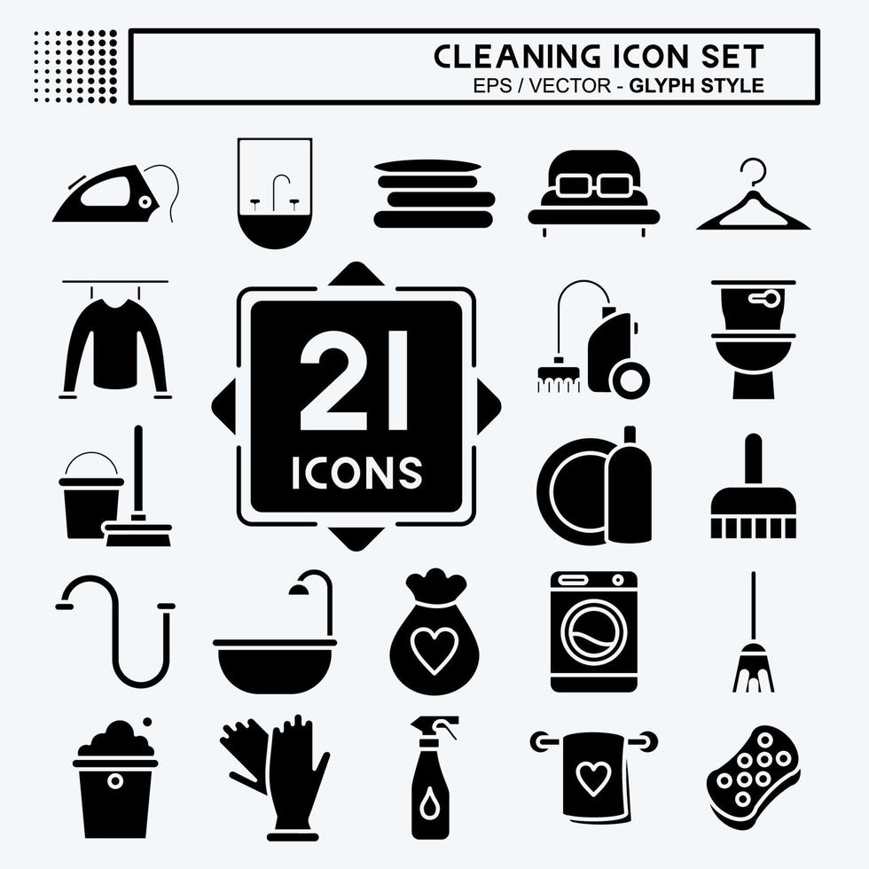 Icon Set Cleaning. suitable for Kids symbol. glyph style. simple design editable. design template vector. simple illustration vector