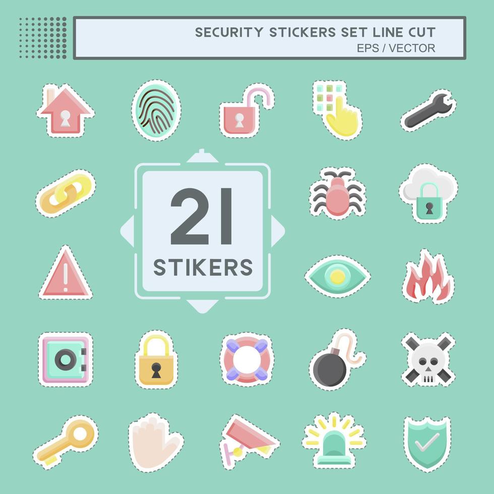 Sticker line cut Set Security. suitable for education symbol. simple design editable. design template vector. simple illustration vector