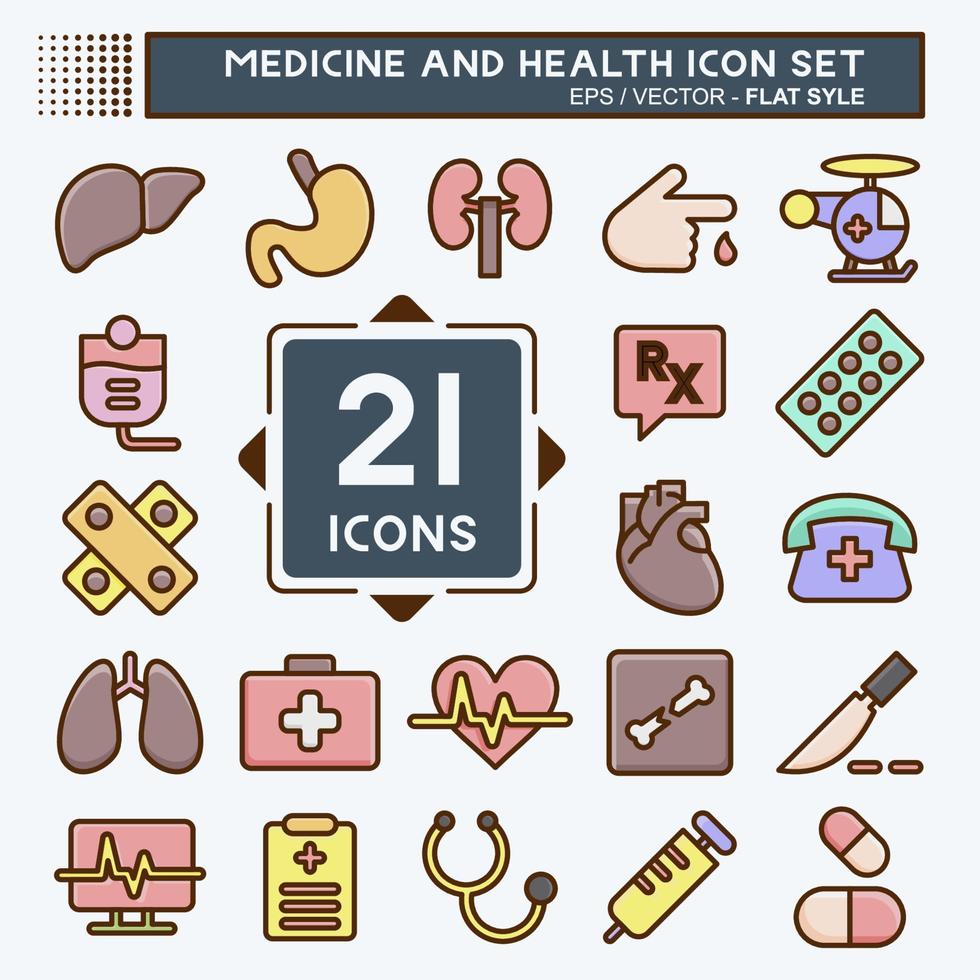 Icon Set Medicine and Health. suitable for education symbol. flat style. simple design editable. design template vector. simple illustration vector