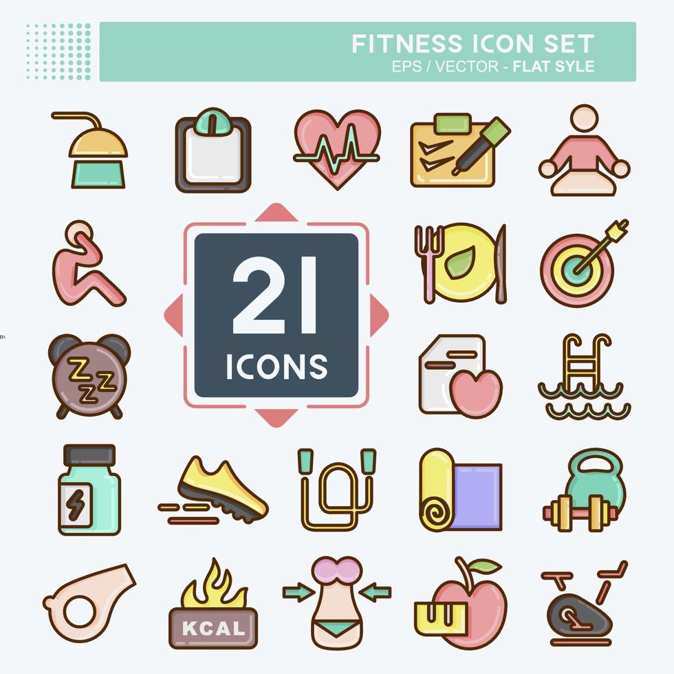 Icon Set Fitness. suitable for Healthy symbol. flat style. simple design editable. design template vector. simple illustration vector