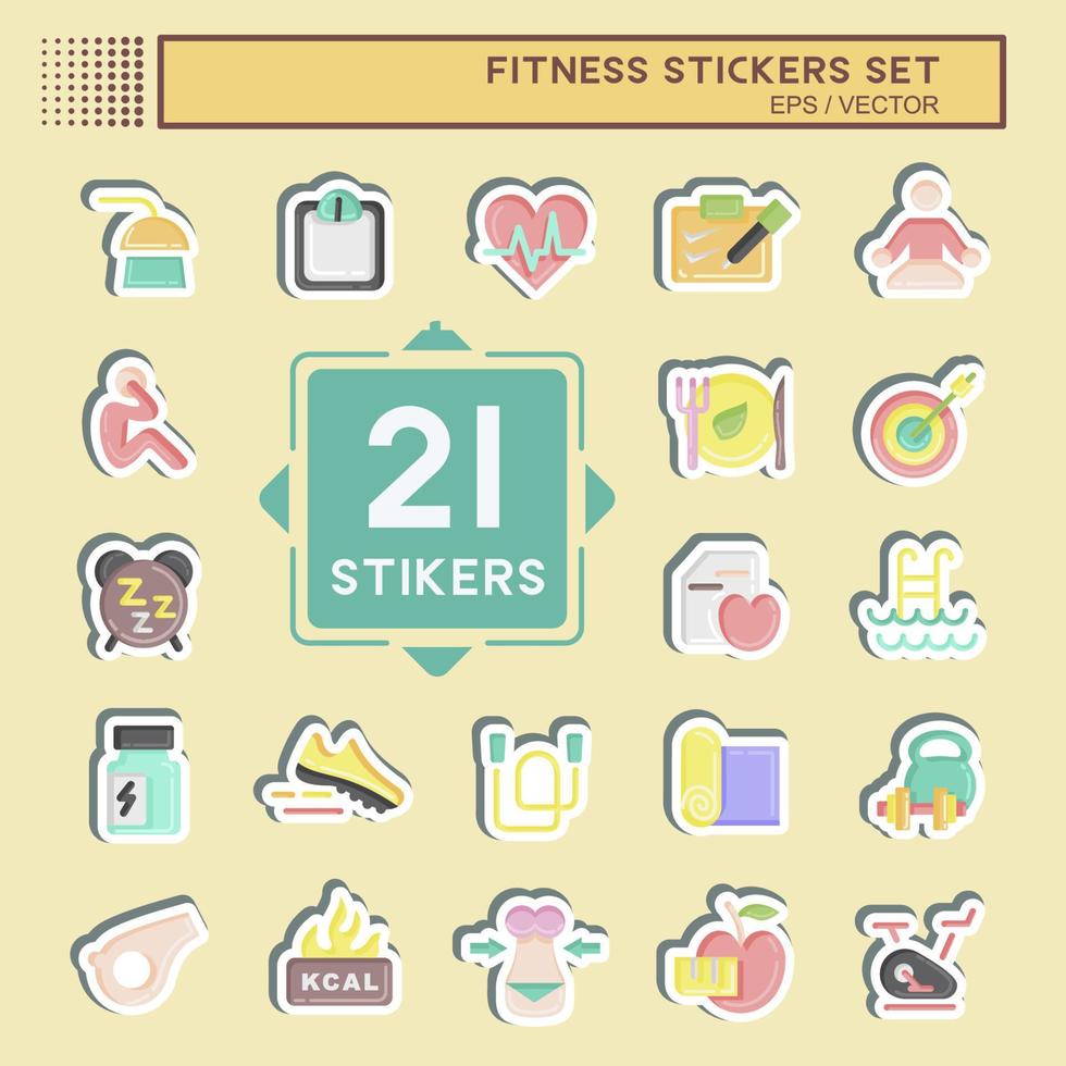 Sticker Set Fitness. suitable for Healthy symbol. simple design editable. design template vector. simple illustration vector