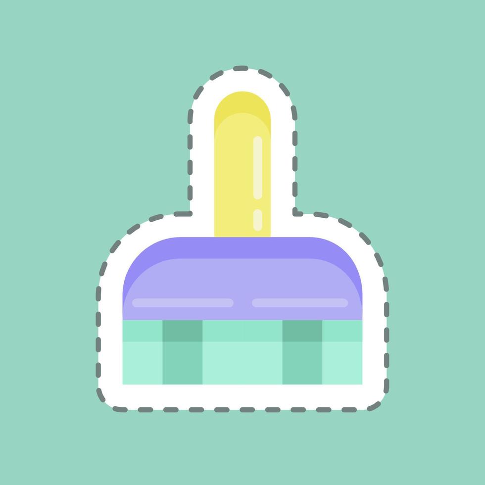 Sticker line cut Cleaning Brush. suitable for Kids symbol. simple design editable. design template vector. simple illustration vector