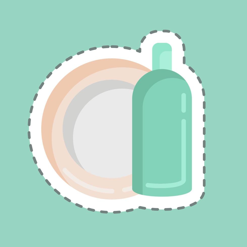 Sticker line cut Washing Dishes. suitable for Kids symbol. simple design editable. design template vector. simple illustration vector